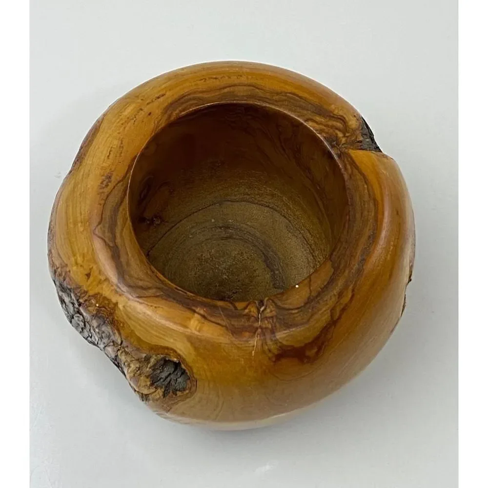 Vtg Walter Stahli Wood Carved Round Bowl Mid-Century Modern Rustic Switzerland D
